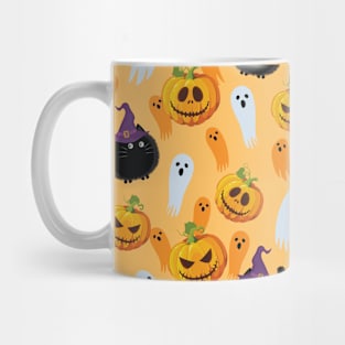 Halloween Cat and Pumpkin Pattern Mug